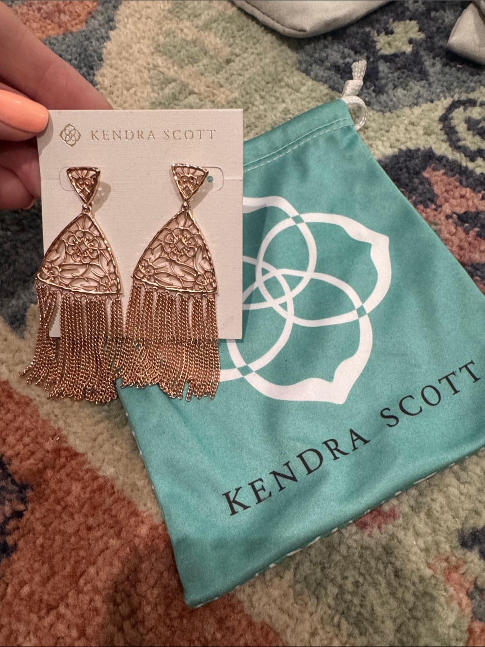 Kendra Scott Rose Gold Filigree Fringe Earrings
